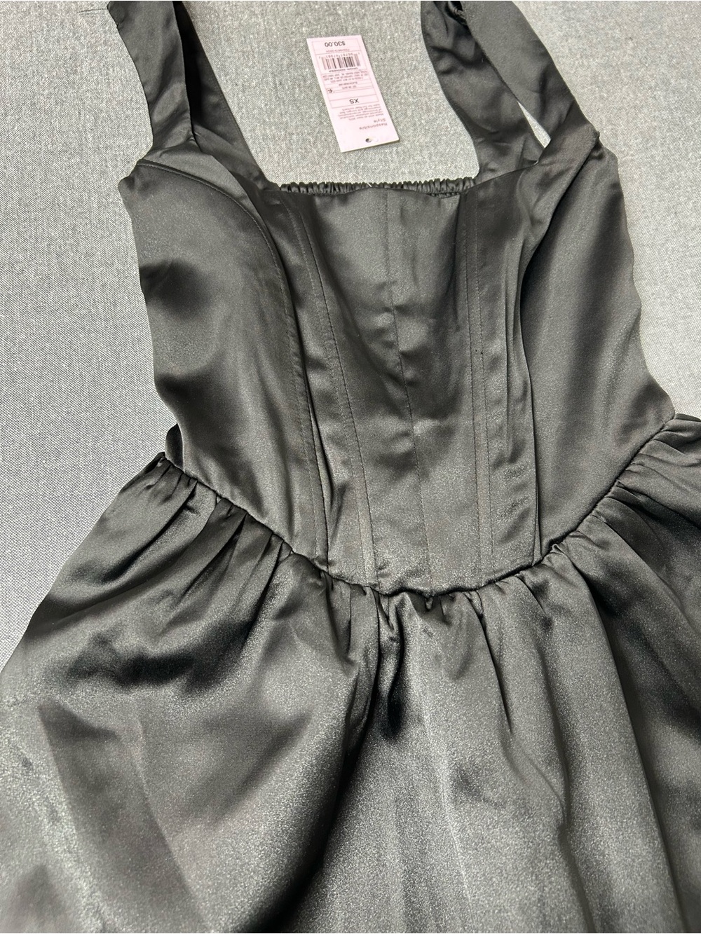 a new day Black Satin Corset-Style Chemise Dress - Picture 3 of 4